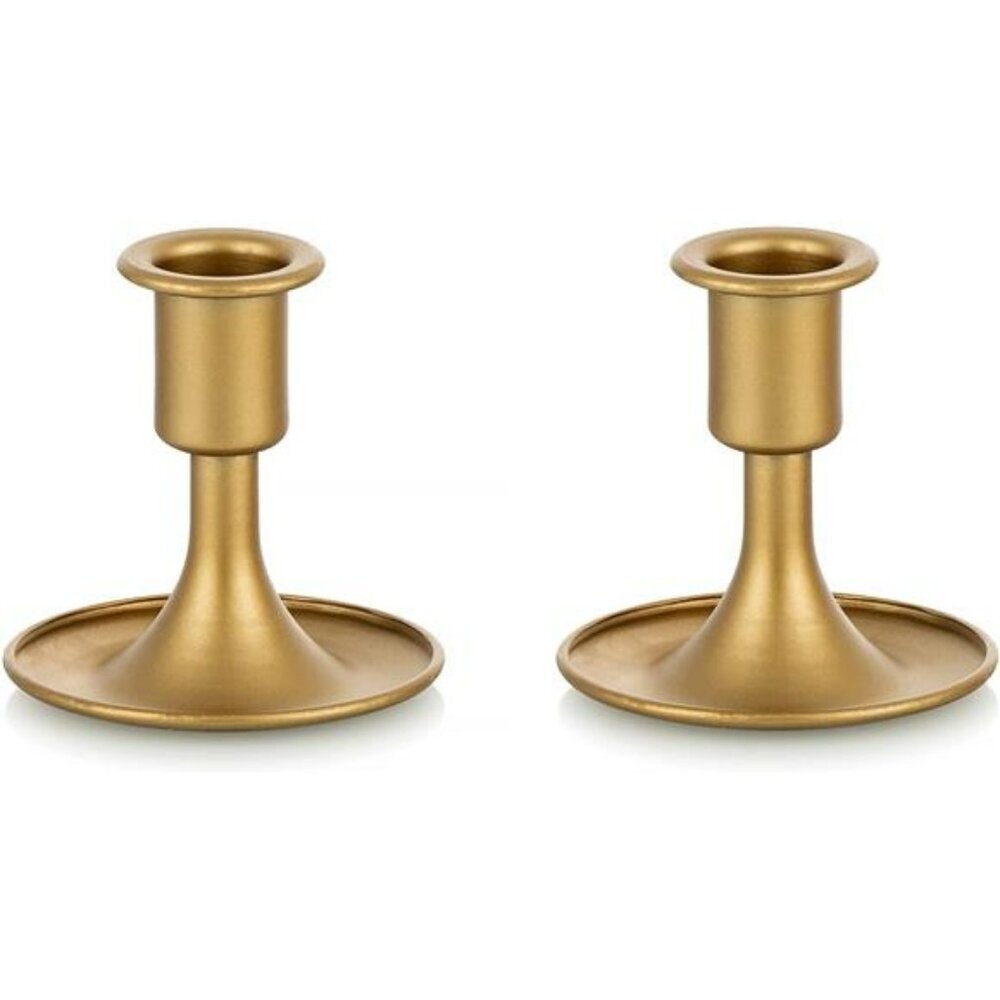 Set of 2 gold taper candlestick holders vintage candle stands for table decor